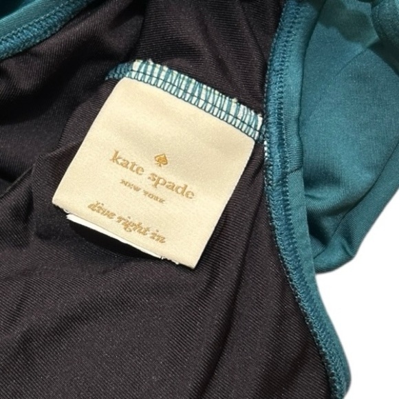 KATE SPADE Crescent Bay Teal One Piece Swimsuit sz S Metal Bow Hardware Lined - Picture 12 of 13